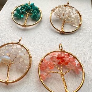 PACK of 4 GENUINE stone pendants